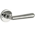 Deurklink op ongeveerd rozet Art-Deco/Elegant glans nikkel, Nieuw