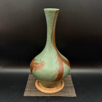 Takaoka Copperware - Groene bronzen vaas - Hoogte 23 cm -, Antiek en Kunst