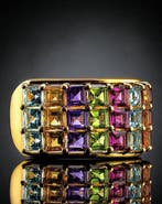 Princess Cut Rainbow Ring - Goud verguld 925 sterlingzilver