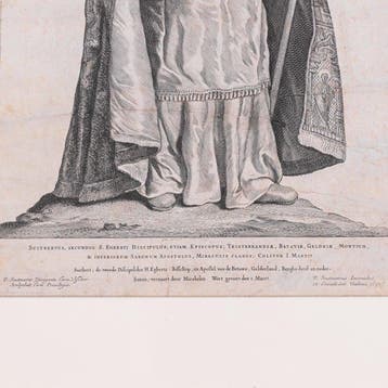 Gravure Bisschop Suitbert of Kaiserswerth, 17e-eeuw,, Antiek en Kunst
