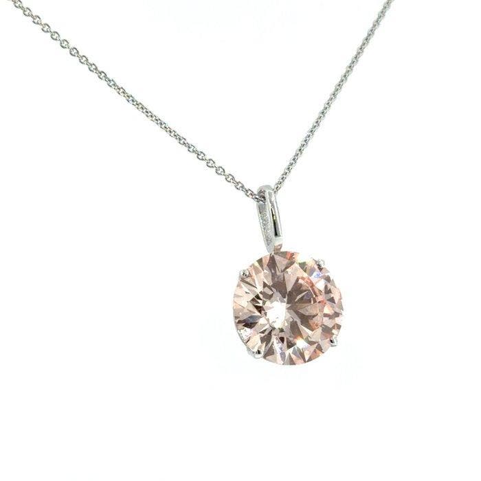 Halsketting - 14 karaat Witgoud - 5.06ct. tw. Roze Diamant, Handtassen en Accessoires, Kettingen