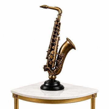 sculptuur, Miniature Gold Saxophone Figurine – Decorative