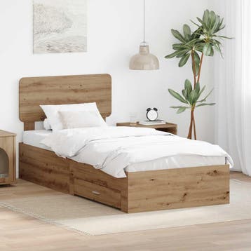 vidaXL Bedframe met lade Artisan Eiken 90 x 200 cm Bewerkt, Verzenden