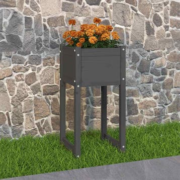vidaXL Plantenbak 40x40x81 cm massief grenenhout grijs, Verzenden