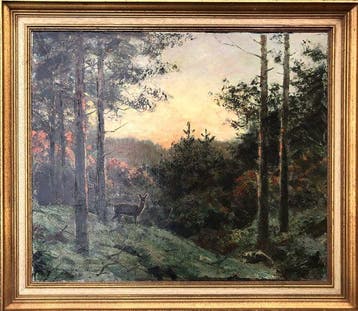 Jo Schijnder (1894-1968) - Reewild bij avond