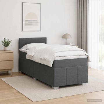 vidaXL Boxspringbed met matras en LED Donkergrijs 90 x 190, Verzenden