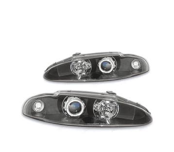 Phares Pour Mitsubishi Eclipse 97-99 AngelS Eyes Fond Noir, Verzenden