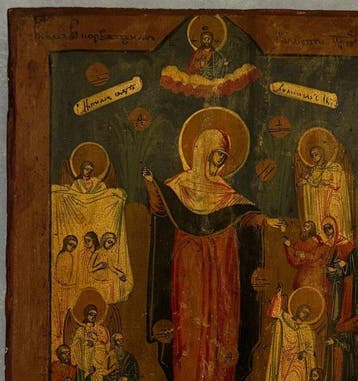 Icoon - Hout - Troost der bedroefden, Antiek en Kunst