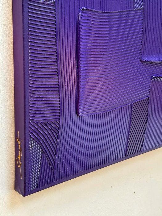 Sarah Schwarzl - Frequency PURPLE (Frame included), Antiquités & Art, Art | Peinture | Moderne