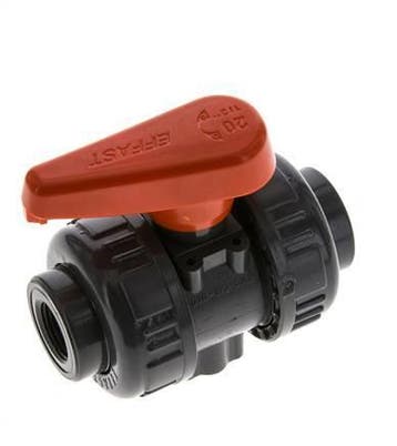 PVC 2-weg Kogelkraan Dubbele Wartel Rp 3/8 EPDM, Verzenden
