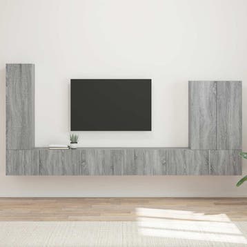 vidaXL Tv Wandkast Set 6 st Grijs Sonoma, Huis en Inrichting, Kasten |Televisiemeubels, Verzenden, Nieuw
