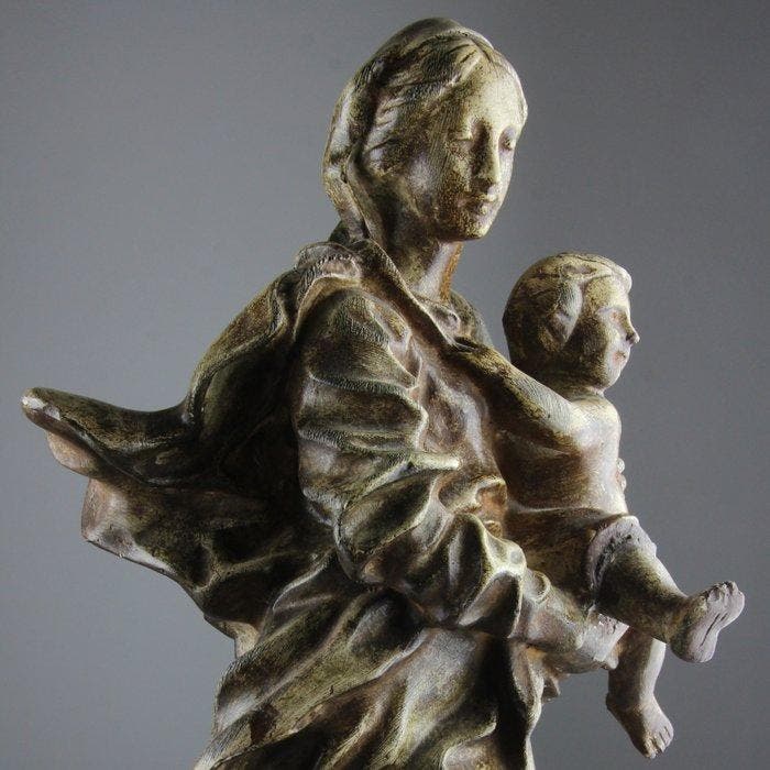 Beeldje - Madonna with child - Gips, Antiek en Kunst, Kunst | Niet-Westerse kunst