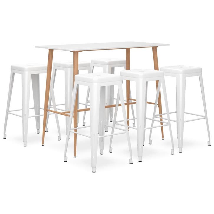 vidaXL 7-delige Barset wit, Huis en Inrichting, Complete eetkamers, Nieuw, Verzenden