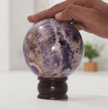 KAMR GEM Natuurlijke Chevron Amethyst Bol 105 mm Grote