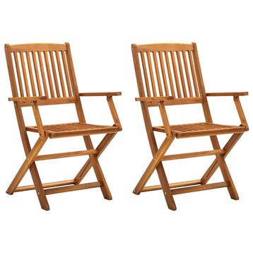 vidaXL Tuinstoelen inklapbaar 2 st massief acaciahout, Verzenden, Nieuw