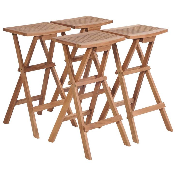 vidaXL Barkrukken inklapbaar 4 st massief teakhout, Tuin en Terras, Tuinstoelen, Nieuw, Verzenden