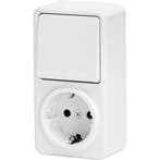 Aigi Winy opbouw wandcontactdoos wit + wissel randaarde, Doe-het-zelf en Bouw, Elektriciteit en Kabels, Verzenden, Nieuw