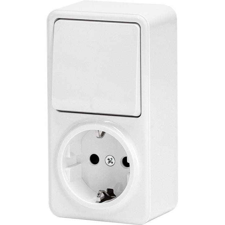 Aigi Winy opbouw wandcontactdoos wit + wissel randaarde, Bricolage & Construction, Électricité & Câbles, Envoi