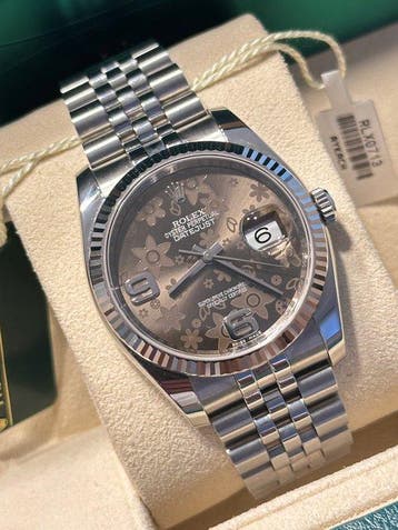 Rolex - Datejust Bronze Floral Dial 18k White Gold Fluted, Nieuw