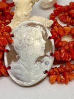 Corail - Argent - Bracelet - Corail et camée, Antiquités & Art
