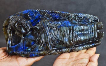 Beeld, Big Huge Madagascar Labradorite Carved Divine Lord, Collections, Minéraux & Fossiles