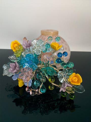 Murano Glass - Vase (2) - Vase avec un bouquet de fleurs -