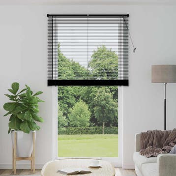 vidaXL Venetiaanse jaloezie Zwart 213 x 120 cm 25 mm PVC, Verzenden