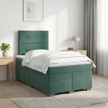 vidaXL Boxspringbed met matras Donkergroen 120 x 190 cm, Maison & Meubles, Verzenden