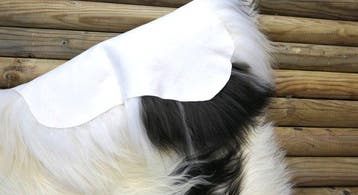 Vrai tapis en fourrure de mouton islandais blanc à pois