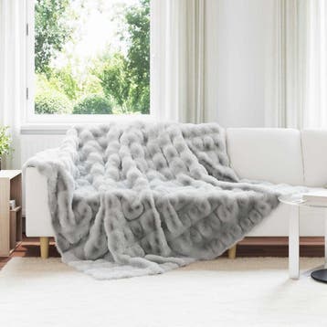 vidaXL Antislip deken van imitatie konijnenbont Olite Grijs, Huis en Inrichting, Verzenden, Nieuw