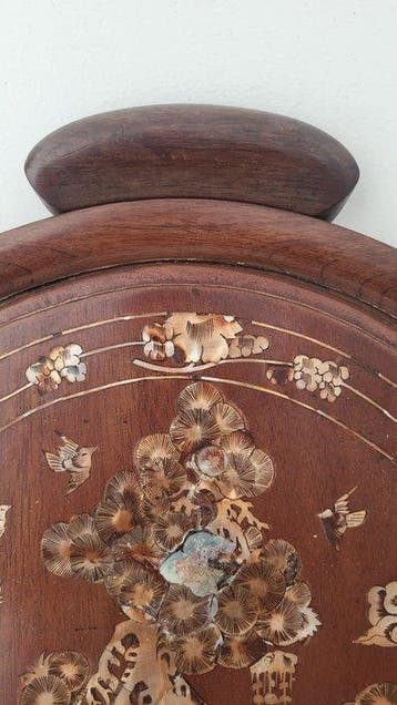 Dienblad - Hout, parelmoer - Groot plateau of paneel, Antiek en Kunst