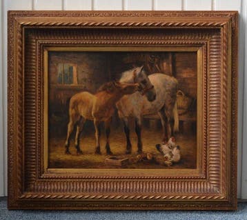 J.W. van Trirum (1924-2011) - Paarden in de stal
