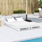 vidaXL Ligbedden 2 st 205x60x31,5 cm massief grenenhout wit, Tuin en Terras, Verzenden, Nieuw