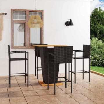 vidaXL 5-delige Tuinbarset zwart, Verzenden