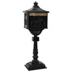 vidaXL Staande Brievenbus Zwart 42,5 x 29,5 x 117 cm Gegoten, Tuin en Terras, Verzenden, Nieuw