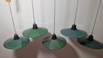 Plafondlamp (5) - Emaille, Staal - Geëmailleerde lampen 5