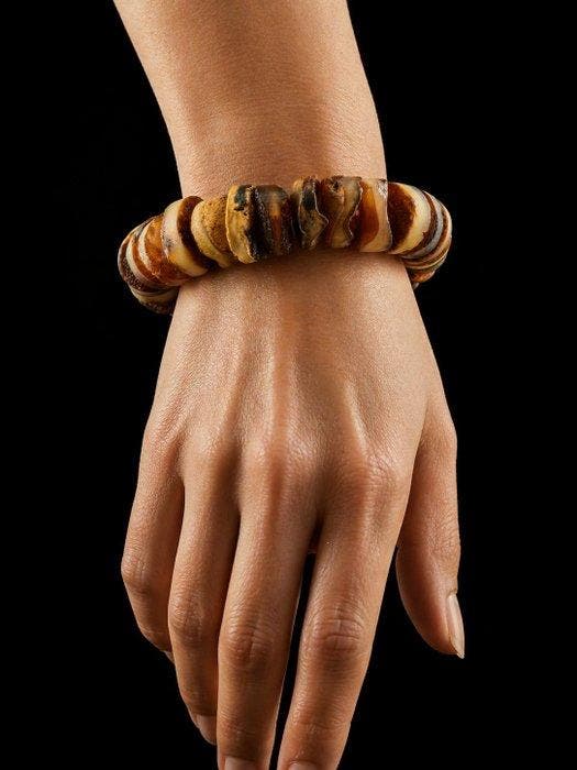Barnsteen - Genuine 42 g Amber Disc Bracelet – Unique, Antiquités & Art, Curiosités & Brocante