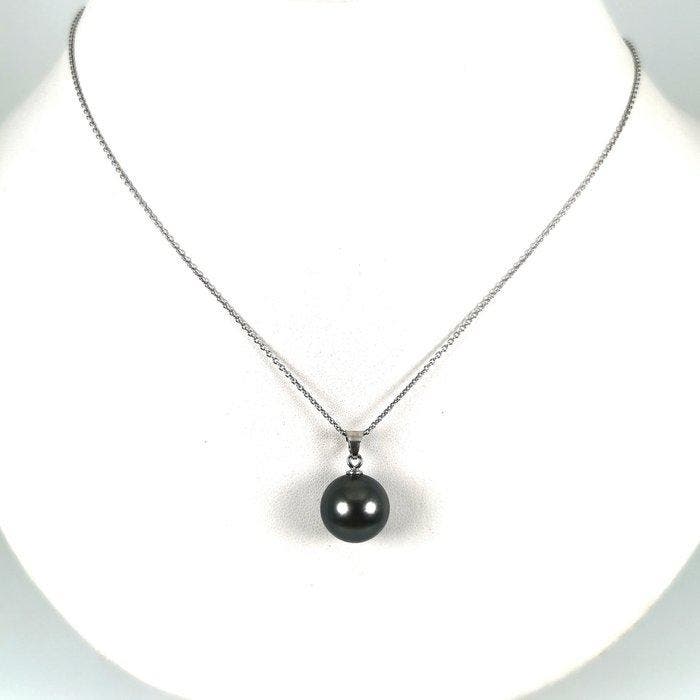 Halsketting Zilver Parel - Tahiti RD Ø12,8MM Peacock, Bijoux, Sacs & Beauté, Colliers