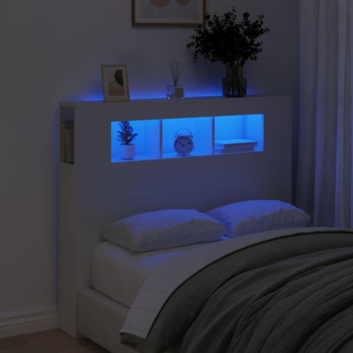 Hoofdeinde met LED | Tweede Kansje | Sfeerverlichting, Huis en Inrichting, Slaapkamer | Bedden, 120 cm, Wit, Nieuw, Hout, Verzenden