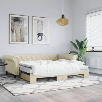 vidaXL Slaapbank met onderschuifbed 90x200 cm kunstleer, Huis en Inrichting, Verzenden, Nieuw