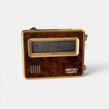 Seiko - Digital Dual-Zone Pocket Alarm Clock 7412-003B -, Antiek en Kunst