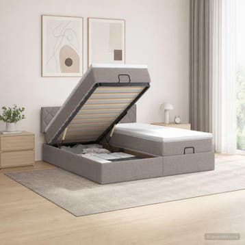 vidaXL Ottoman bed met matras met hoofdeinde 2 st Taupe Stof, Verzenden