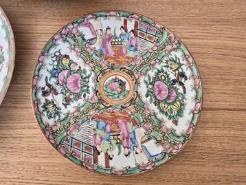 Antique / Vintage Chinese Canton Famille Rose Porcelain Set, Antiquités & Art