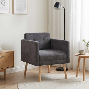 vidaXL Accentstoel Donkergrijs Chenille Stof, Verzenden