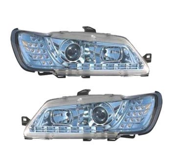 Phares Pour Peugeot 306 97-00 Feux Diurnes Led Fond Chromé, Verzenden