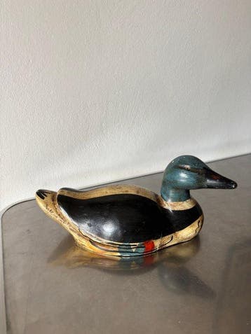 Appelant canard - Large Hand-Carved Wooden Pintail Duck, Antiquités & Art
