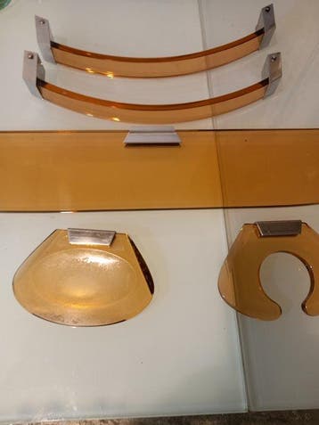 Toiletset (5) - Fontana Arte - Messing, Glas