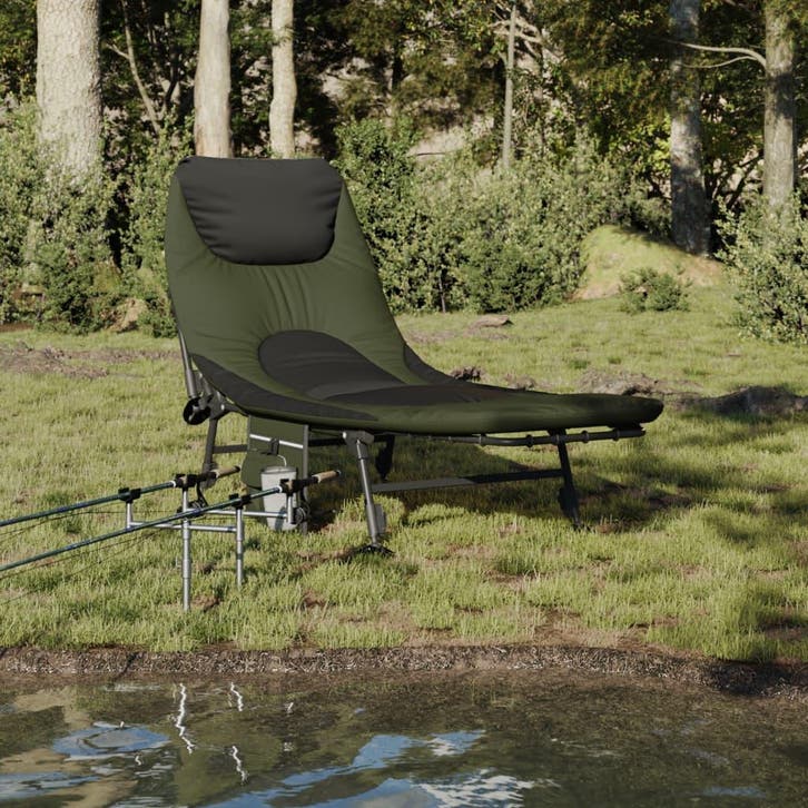 vidaXL Visbed met verstelbare modderpoten inklapbaar groen, Jardin & Terrasse, Chaises longues, Envoi