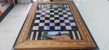 Schaaktafel - Vintage luxe schaakset met vlindervleugels en