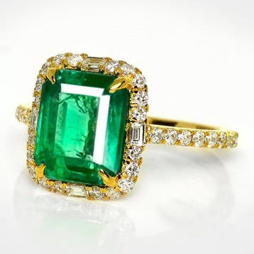 Sans prix de réserve - Bague - 14 carats IGI 3,22 ct Vert, Nieuw